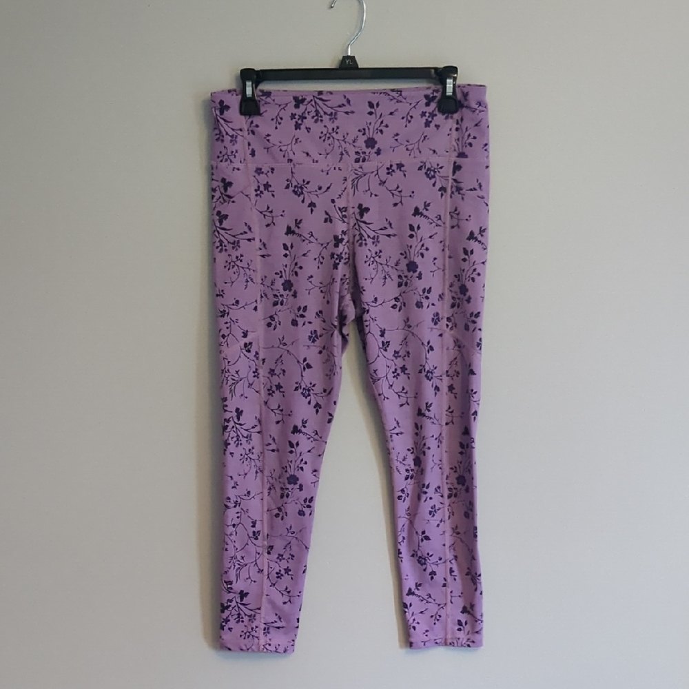 KIAVA Purple Floral Leggings - Size Large